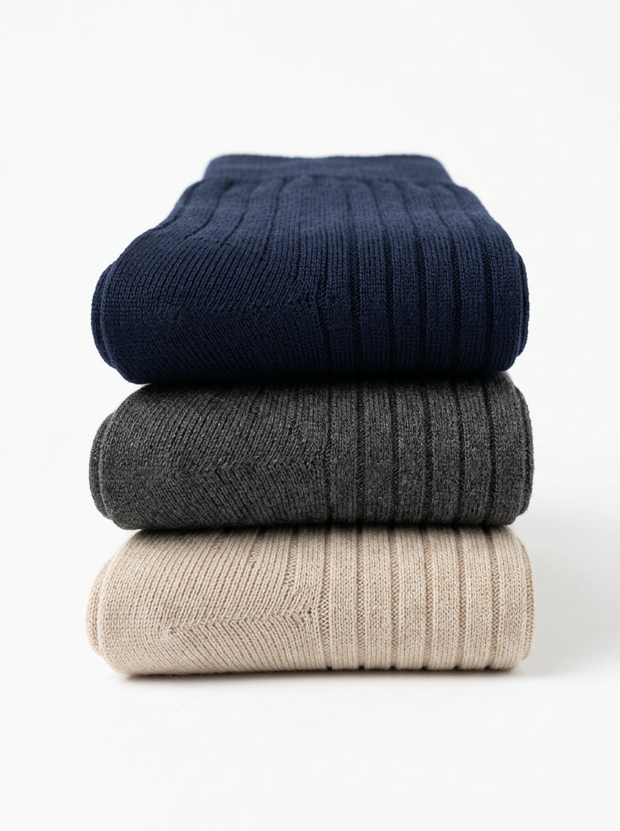 Egyptian Cotton Ribbed Socks (3-Pack)